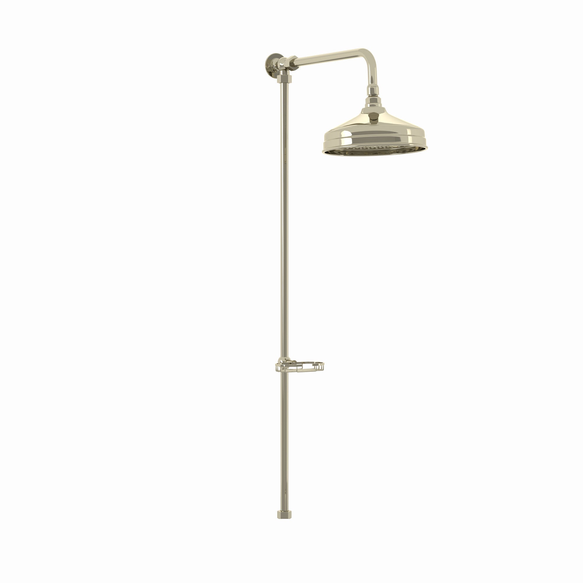 Downton traditional shower riser rail kit with soap dish watercan head 200mm - gold