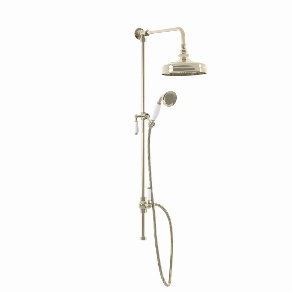 Downton traditional shower riser rail kit 2 outlet watercan head 200mm - gold