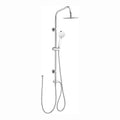 Carre Dual Rigid Riser Kit Round Ultra Slim Overhead Rain Shower & 3 Setting Handheld Shower - Chrome