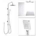 Carre Dual Rigid Riser Kit Square Ultra Slim Overhead Rain Shower & 3 Setting Handheld Shower - Chrome