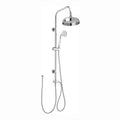Carre Dual Rigid Riser Kit Traditional Solid Brass Overhead Rain Shower & Brass Handheld Shower - Chrome
