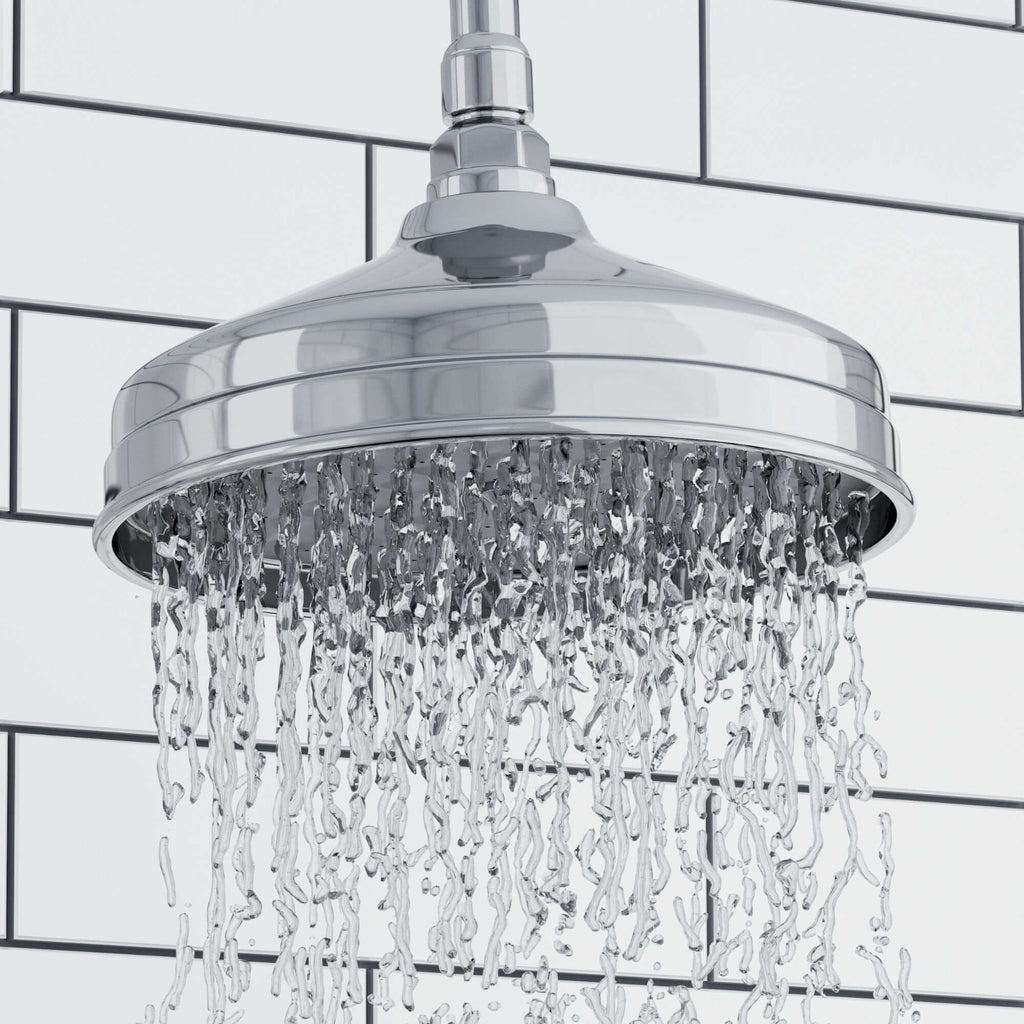 Carre Dual Rigid Riser Kit Traditional Solid Brass Overhead Rain Shower & Brass Handheld Shower - Chrome