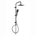 Carre Dual Rigid Riser Kit Square Ultra Slim Overhead Rain Shower & 3 Setting Handheld Shower - Black