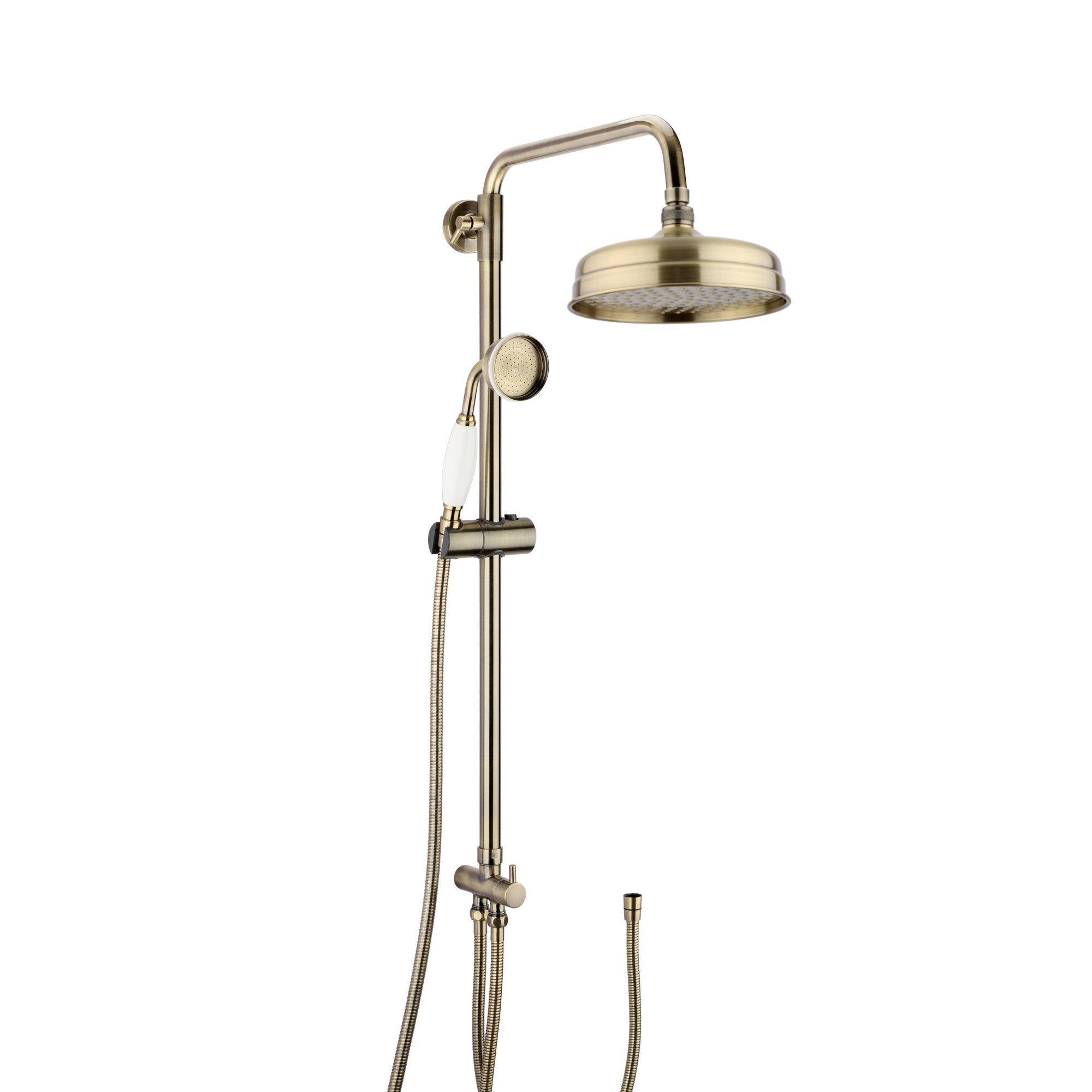 Dune traditional dual shower riser rail kit for exposed installation - antique brass