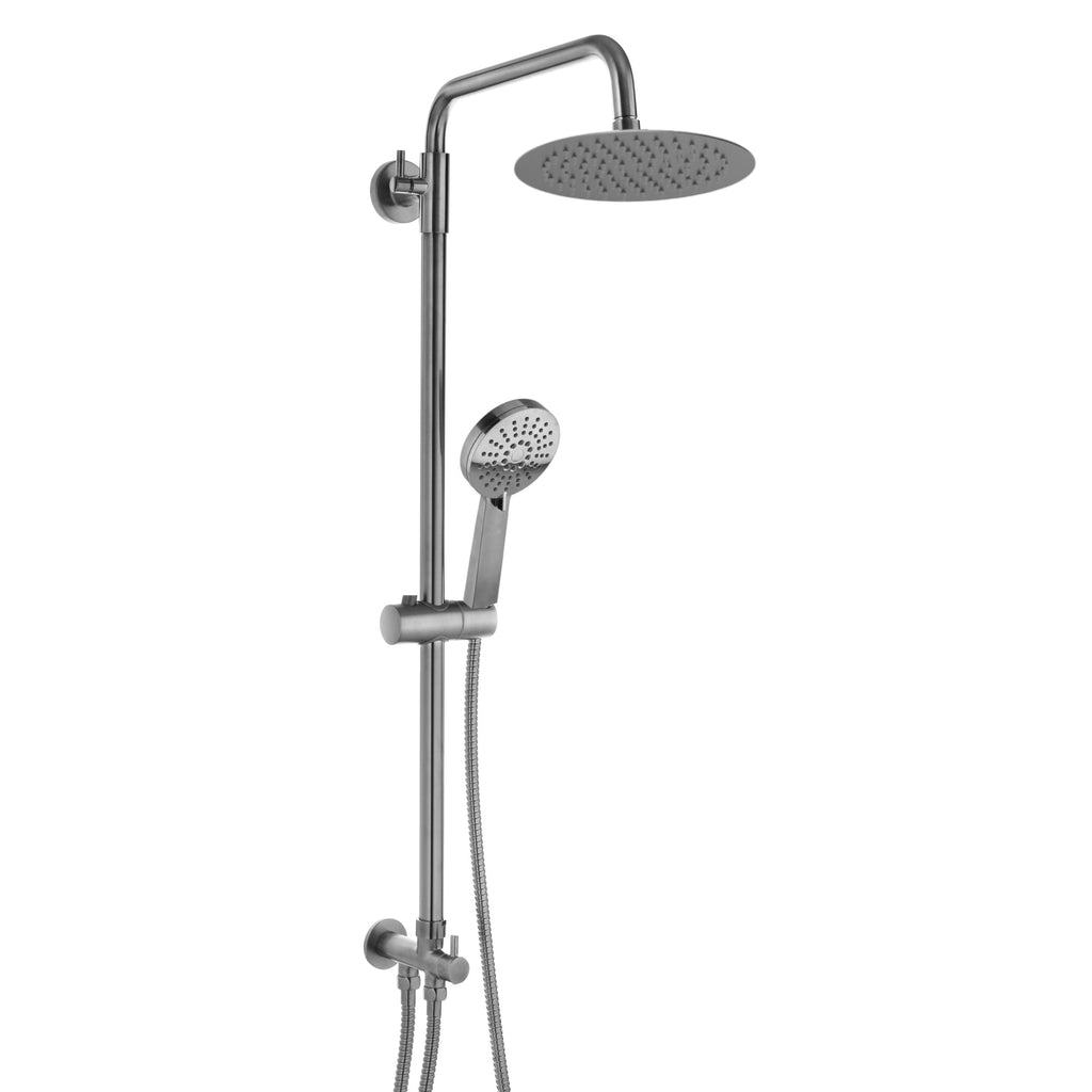 Dune round dual shower riser rail kit for exposed installation - gunmetal grey