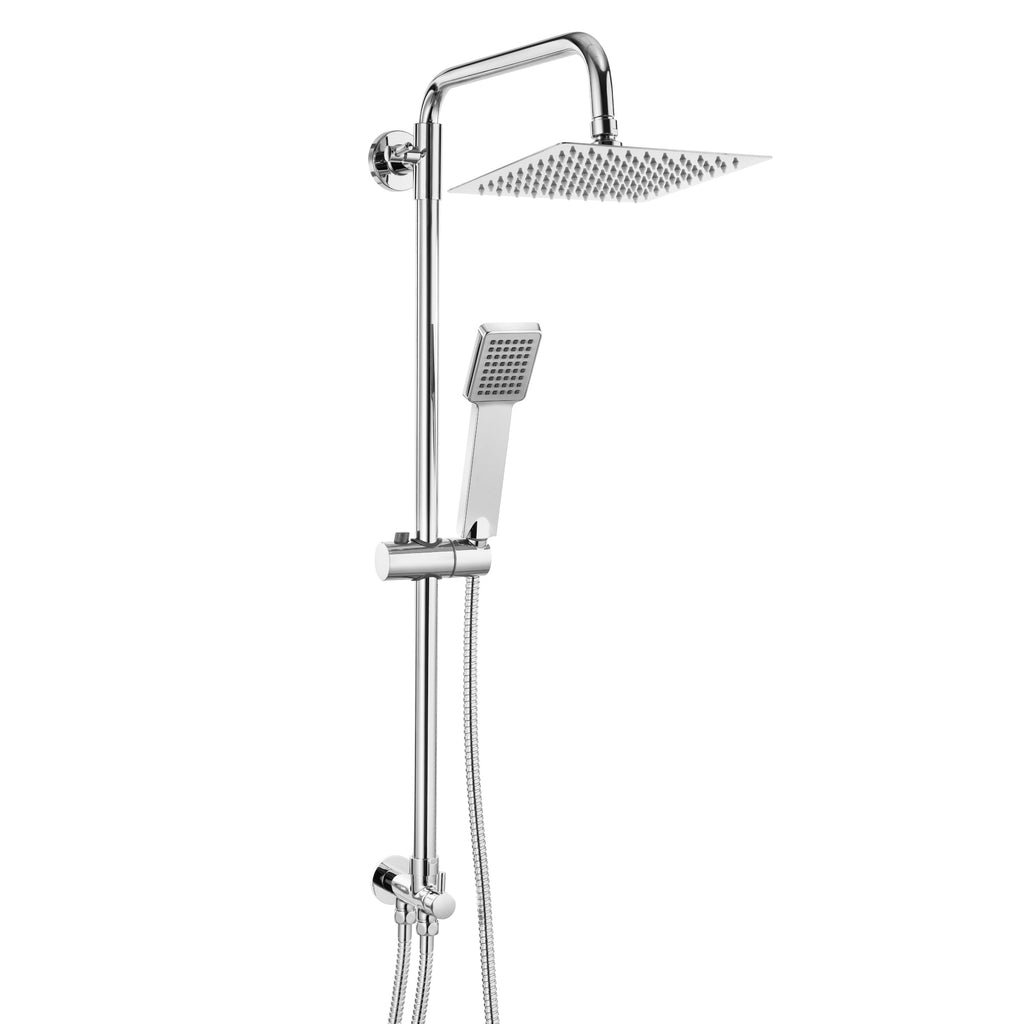 Dune square dual shower riser rail kit for exposed installation - chrome