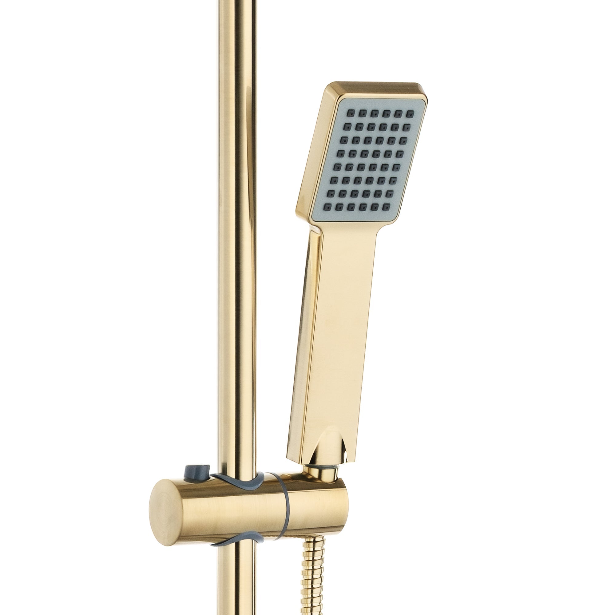 Dune square dual shower riser rail kit for exposed installation - brushed brass
