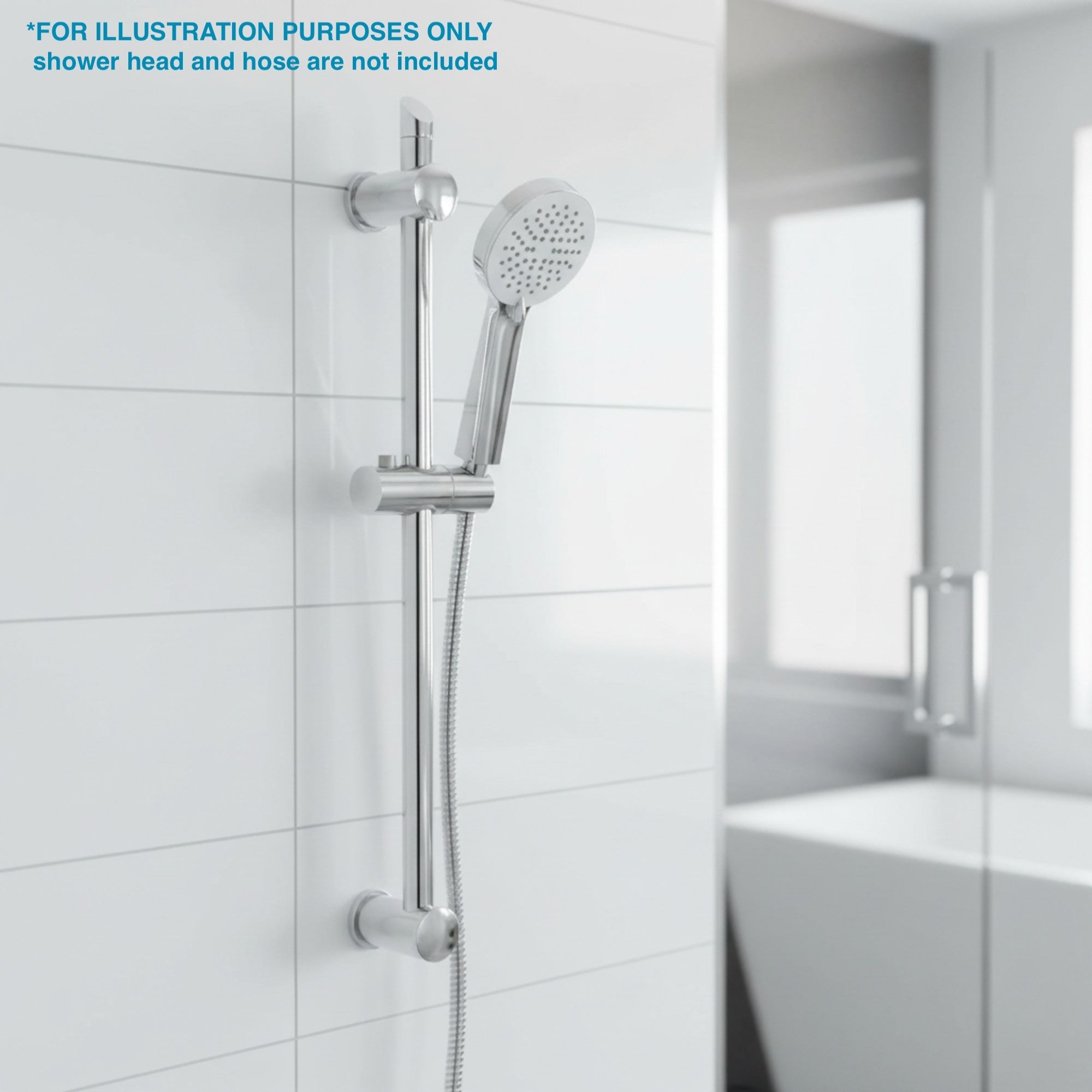 Adjustable sliding shower rail - chrome