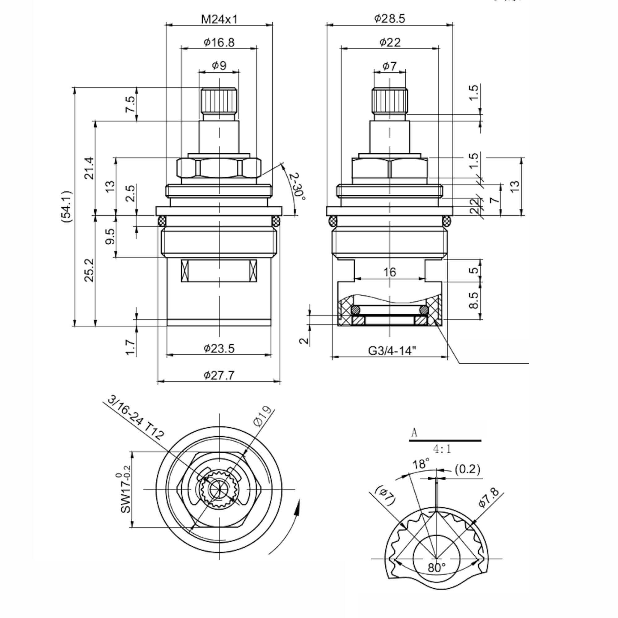 ON/OFF cartridge for shower valves - Stafford