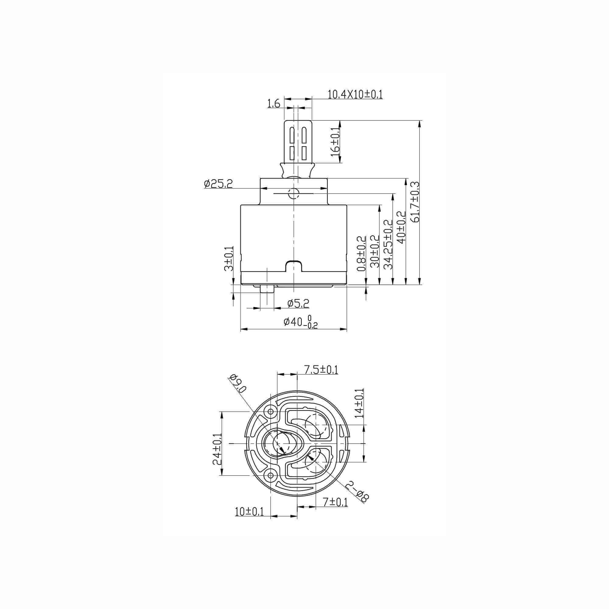 Ceramic disc cartridge valve 40mm - Bromley