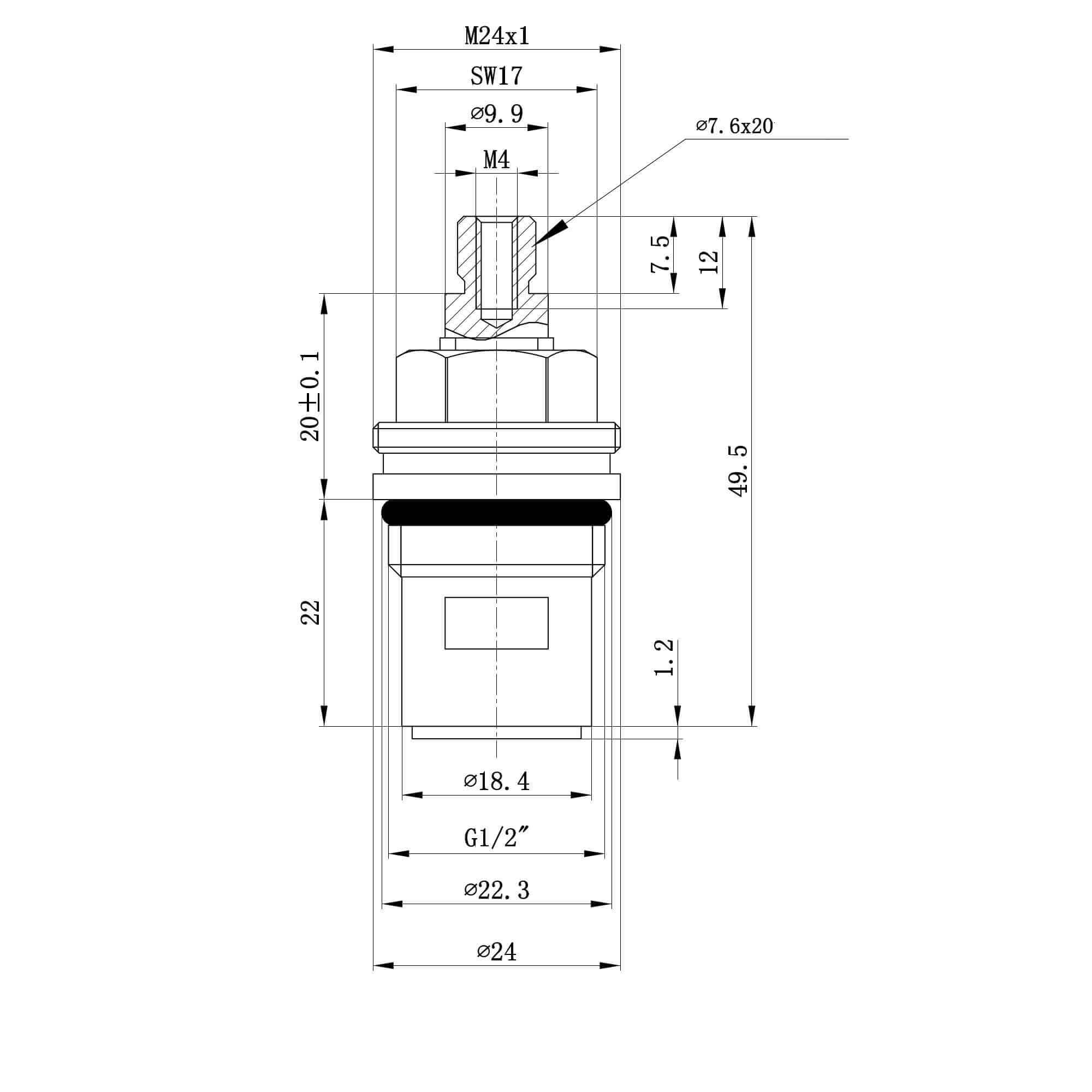 ON/OFF cartridge for shower valves - Dune, Gallant, Luna