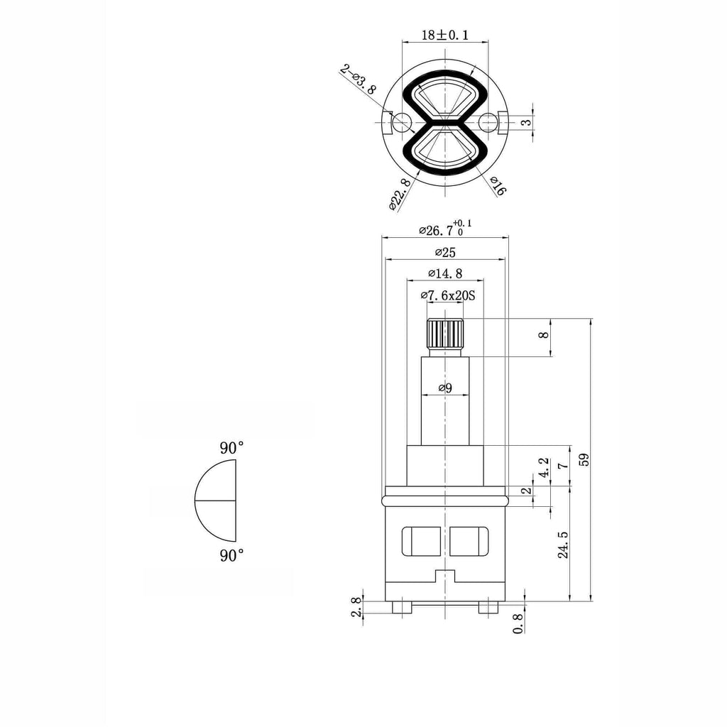 ON/OFF diverter cartridge for bar shower valves - Dune, Enzo