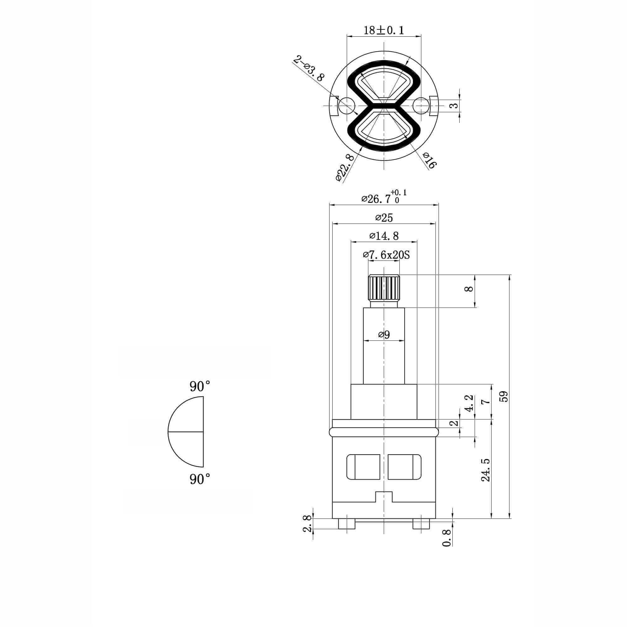 ON/OFF diverter cartridge for bar shower valves - Dune, Enzo