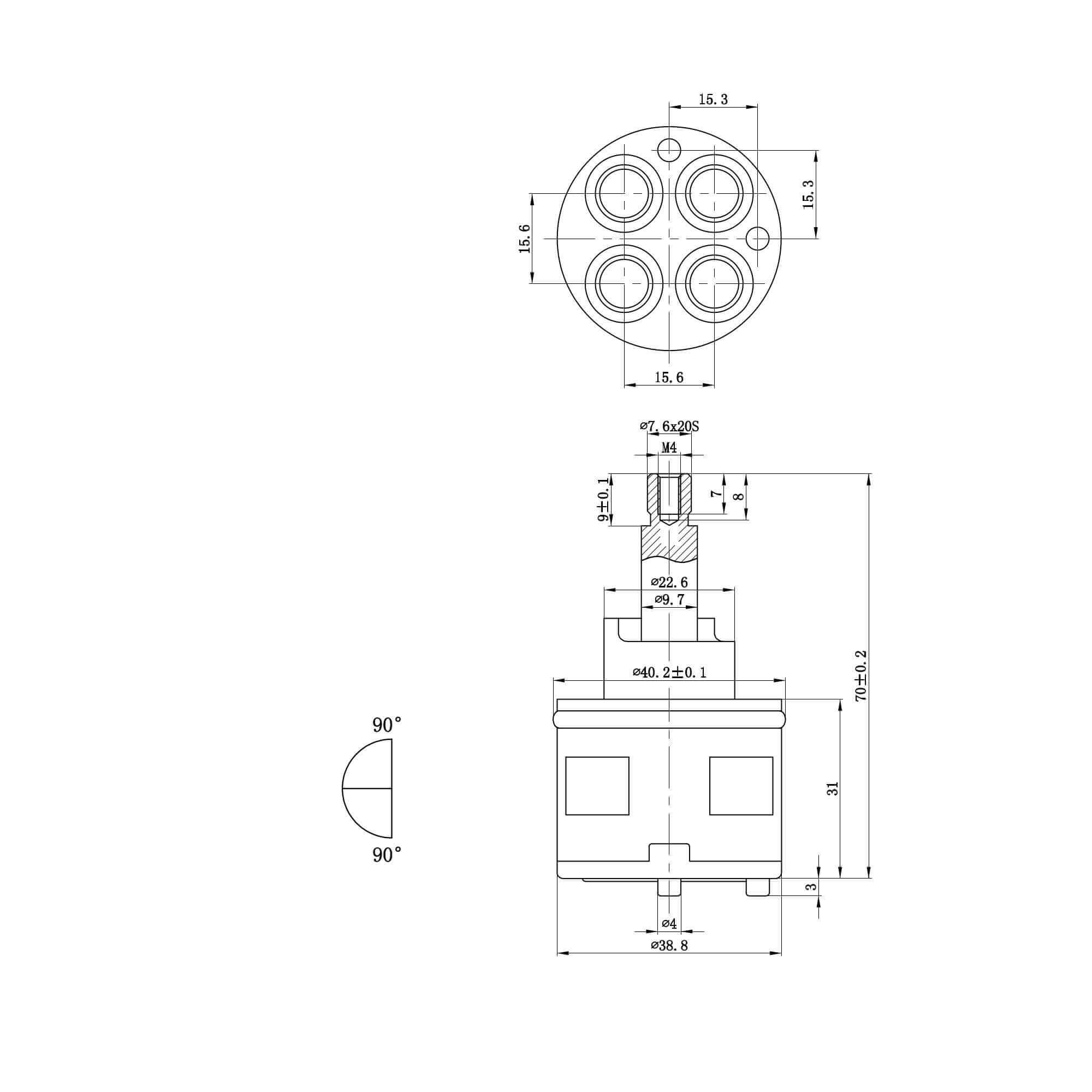 Diverter cartridge ON/OFF/ON  for concealed shower valves - Regent, Edwardian, Naples