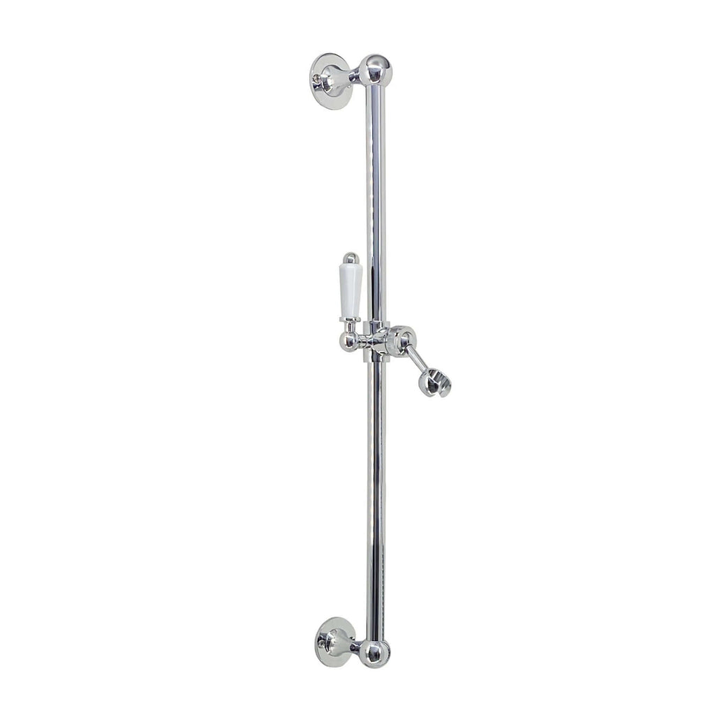 Traditional shower slider rail brass with white ceramic lever bracket - chrome
