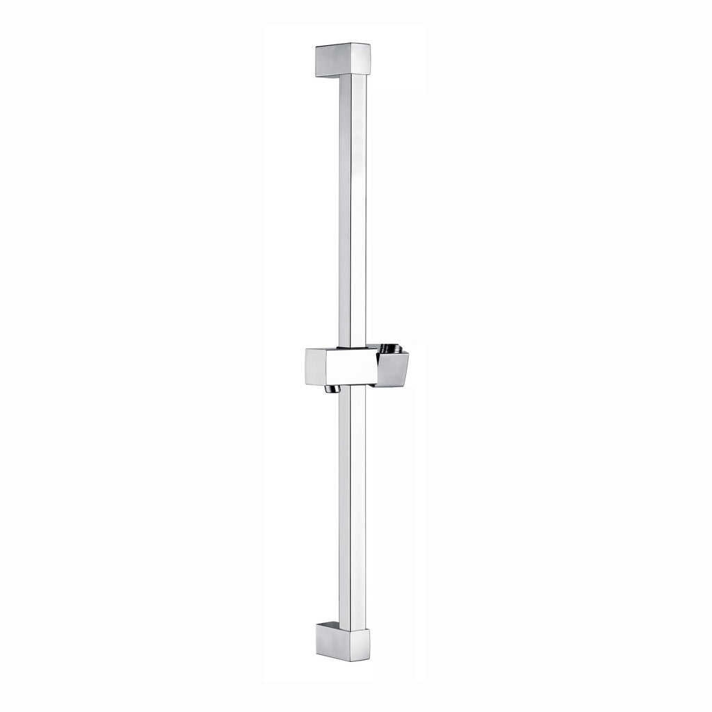 Square shower slider rail bar with hand shower holder - chrome