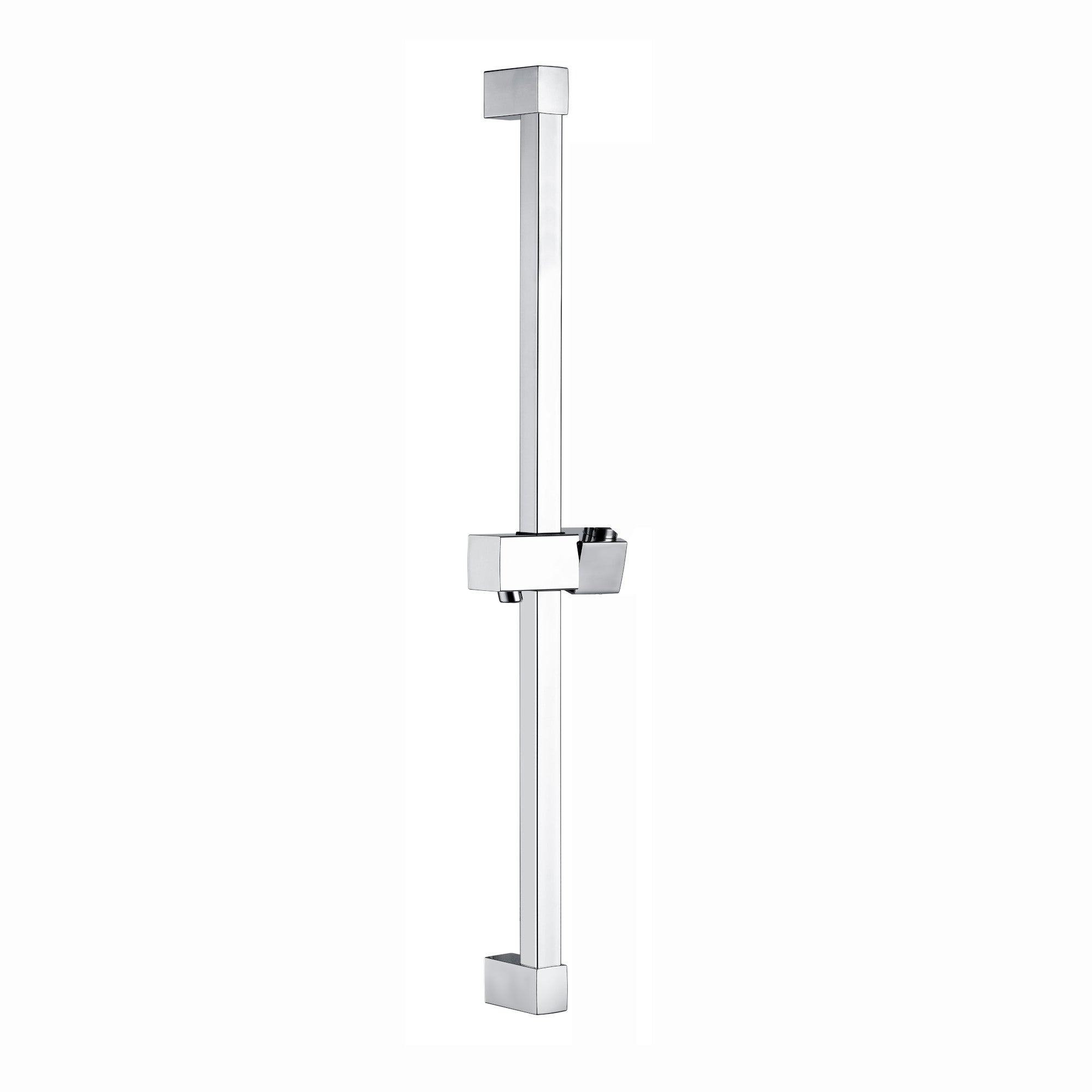 Square shower slider rail bar with hand shower holder - chrome