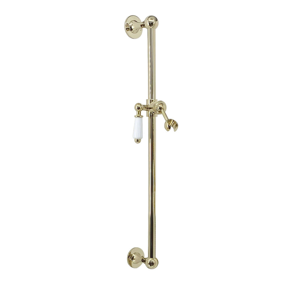 Traditional shower slider rail brass with white ceramic lever bracket - gold