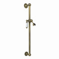 Traditional shower slider rail brass with white ceramic lever bracket - antique brass