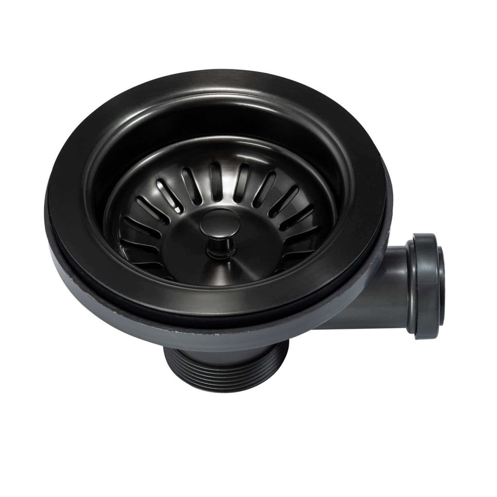 Strainer basket waste with overflow pipe for single 1.0 one bowl kitchen sink - gunmetal grey