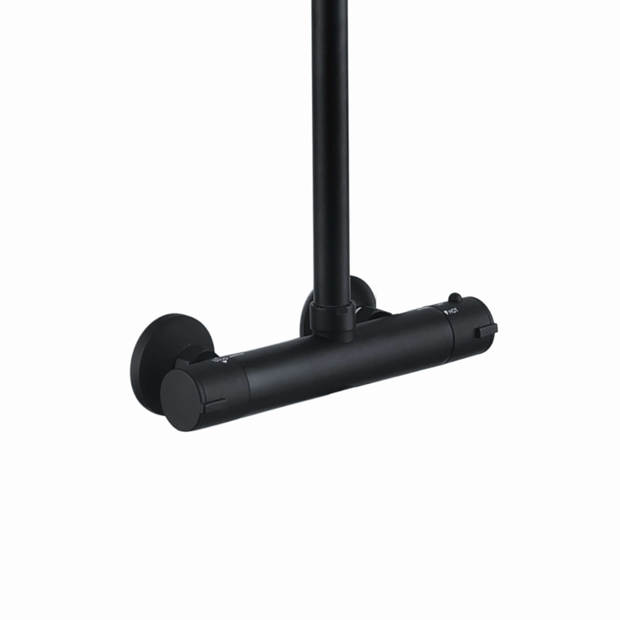 Dune thermostatic bar shower set single outlet with ultra slim 200mm overhead shower - matt black