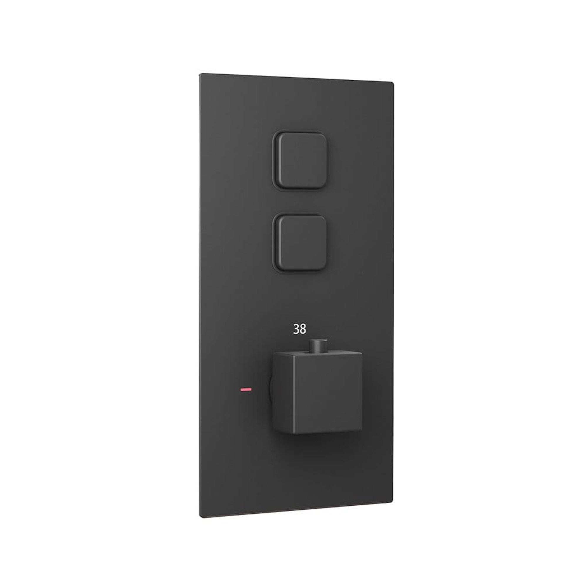 Spello Square Thermostatic Concealed Shower Set with Wall Mounted Shower & Handset Kit - Black
