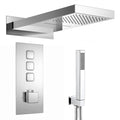 Spello Square Thermostatic Concealed Shower Set with Dual Overhead Shower, Handset Kit - Chrome