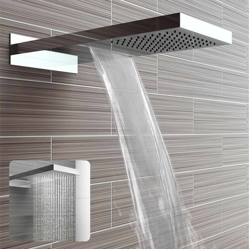 Spello Square Thermostatic Concealed Shower Set with Dual Overhead Shower, Handset Kit - Chrome