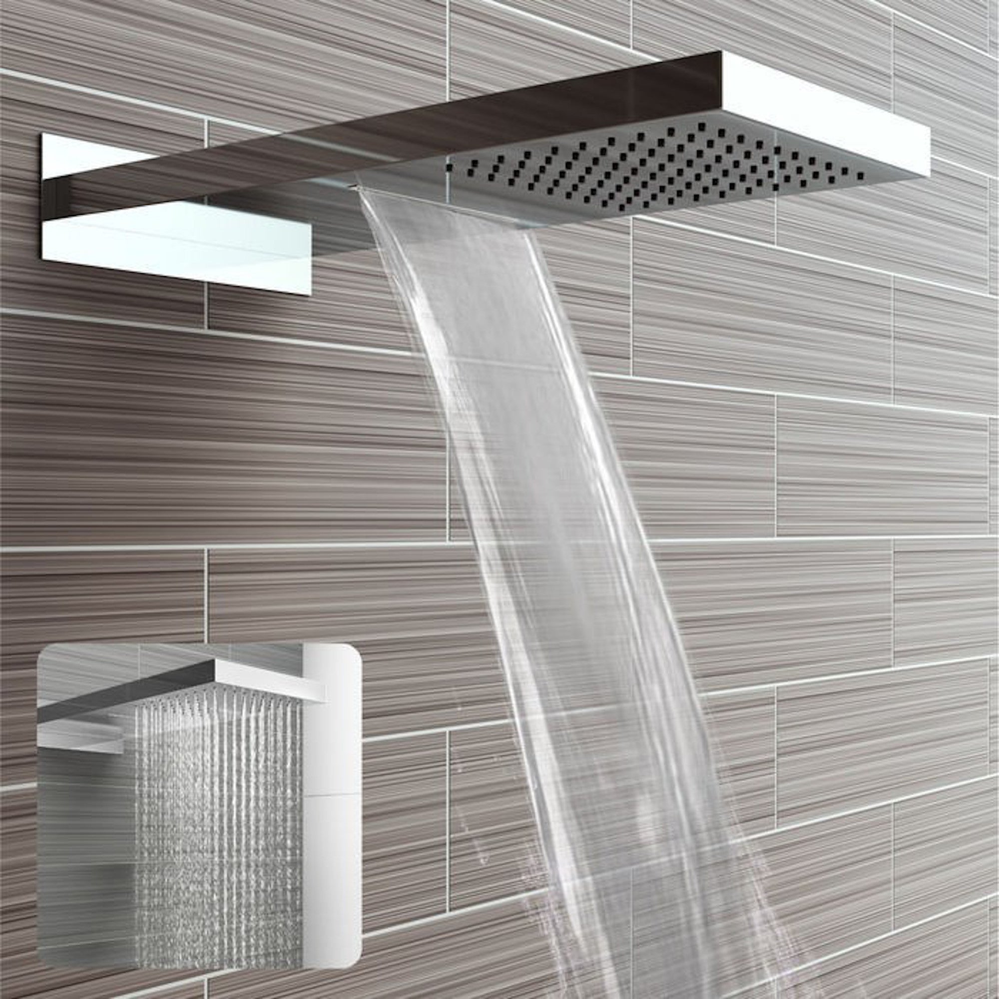 Spello Square Thermostatic Concealed Shower Set with Dual Overhead Shower, Handset Kit - Chrome