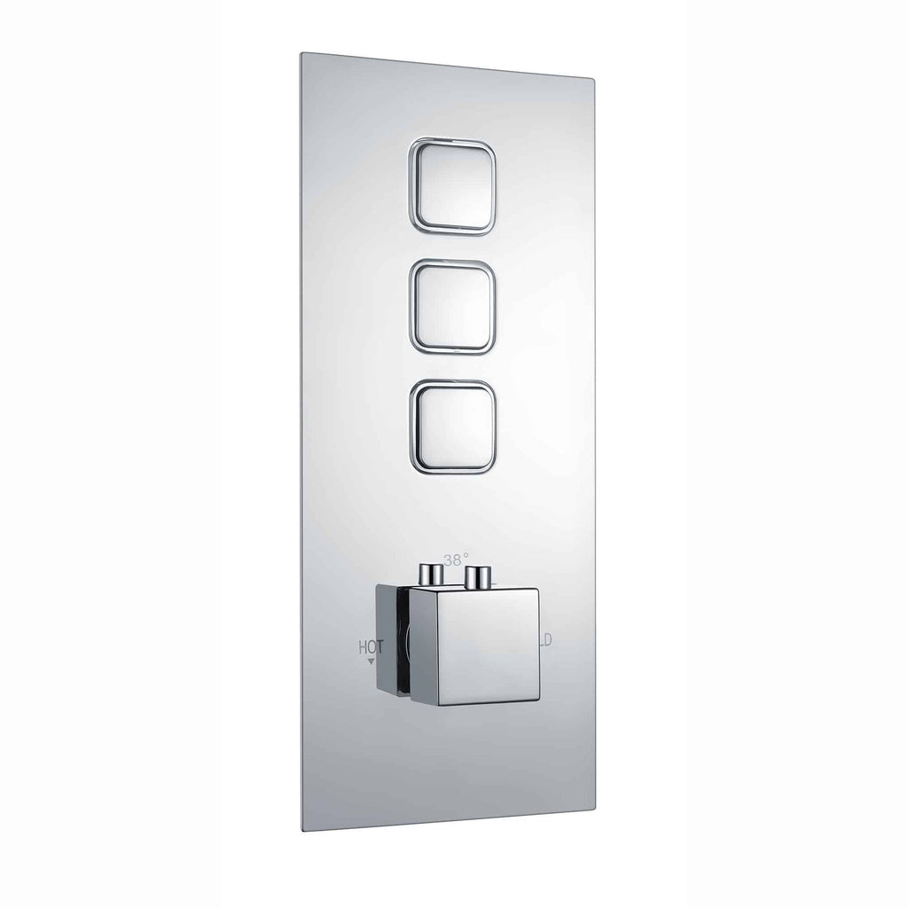 Spello Square Thermostatic Concealed Shower Set with Dual Overhead Shower, Handset Kit - Chrome
