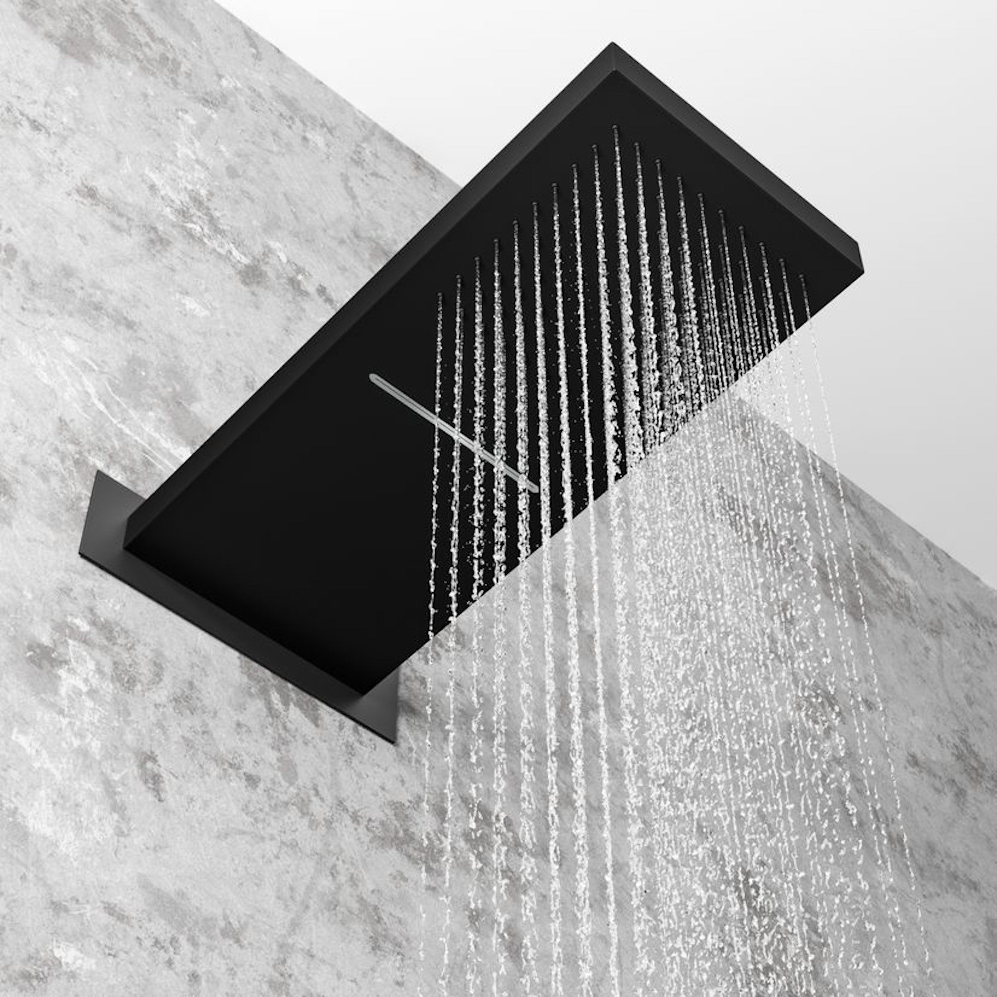 Spello Square Thermostatic Concealed Shower Set with Dual Overhead Shower, Handset Kit - Black