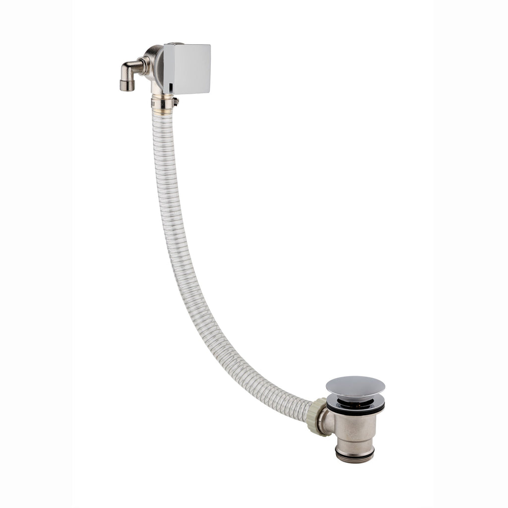 Spello Square Thermostatic Concealed Shower Set with Bath Filler, Wall Overhead Shower, Handset Kit - Chrome