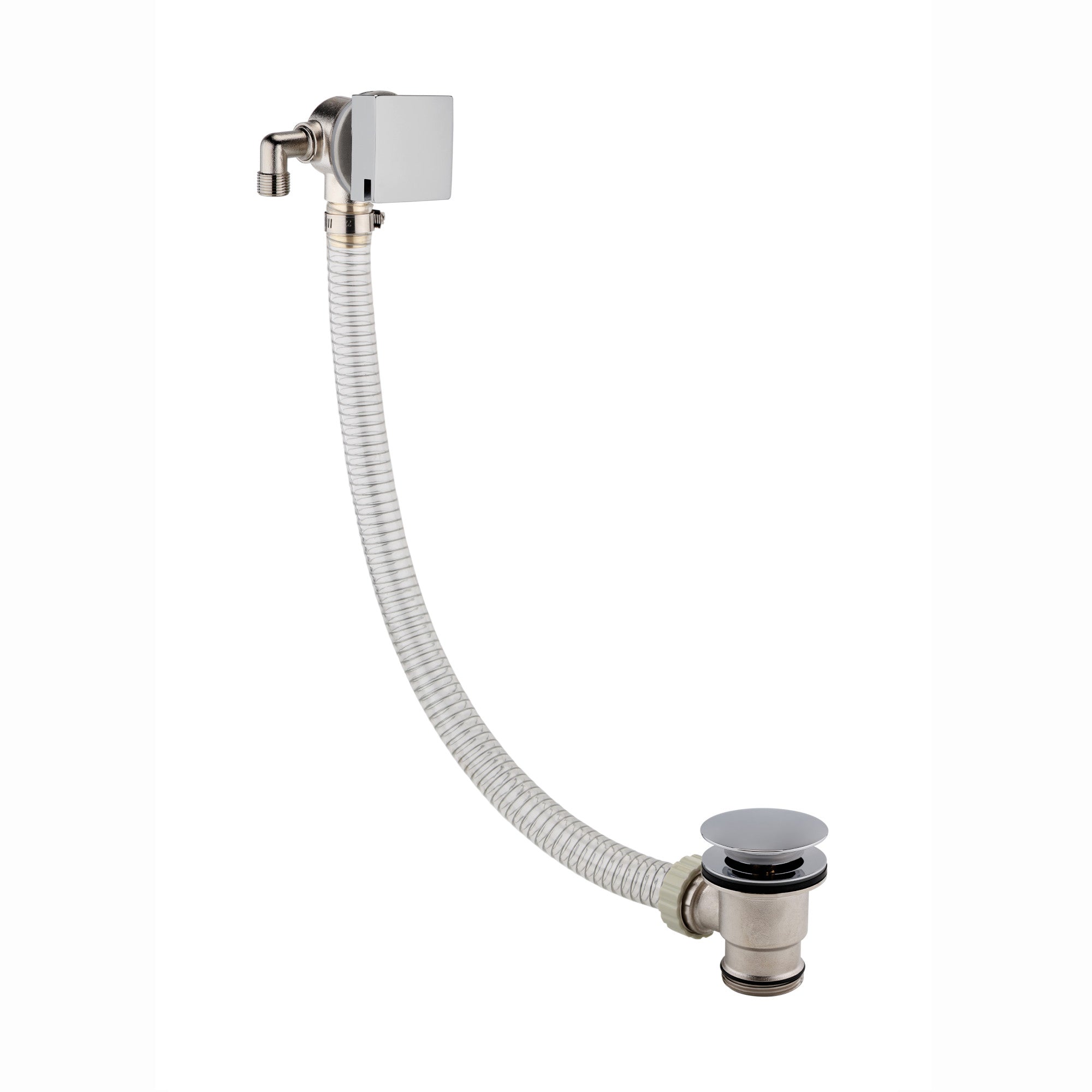Spello Square Thermostatic Concealed Shower Set with Bath Filler, Wall Overhead Shower, Handset Kit - Chrome