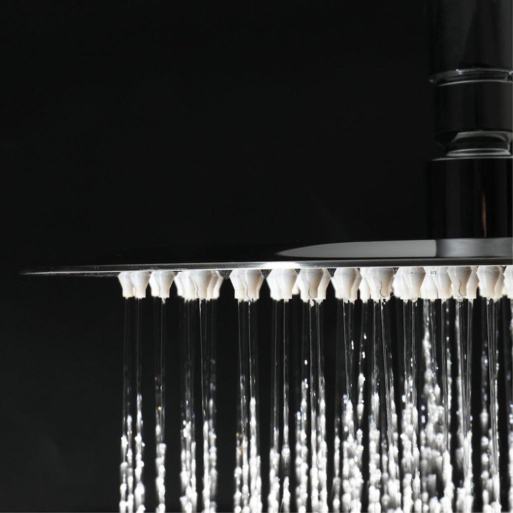 Naples Contemporary Round Concealed Thermostatic Shower Set Incl. Triple Diverter Valve, Wall Fixed 8" Shower Head, Handshower Kit, Bath Filler Waste with Overflow - Chrome (3 Outlet)