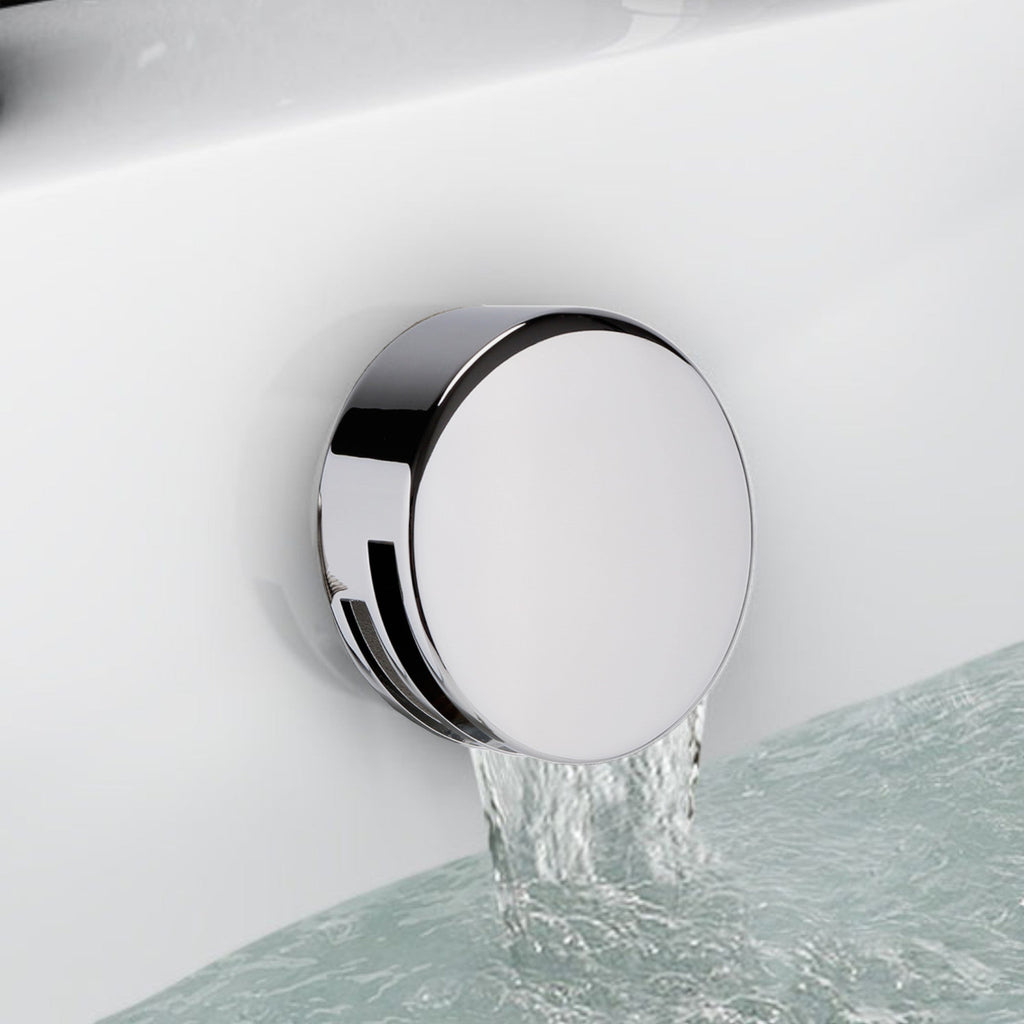 Naples Contemporary Round Concealed Thermostatic Shower Set Incl. Triple Diverter Valve, Wall Fixed 8" Shower Head, Handshower Kit, Bath Filler Waste with Overflow - Chrome (3 Outlet)