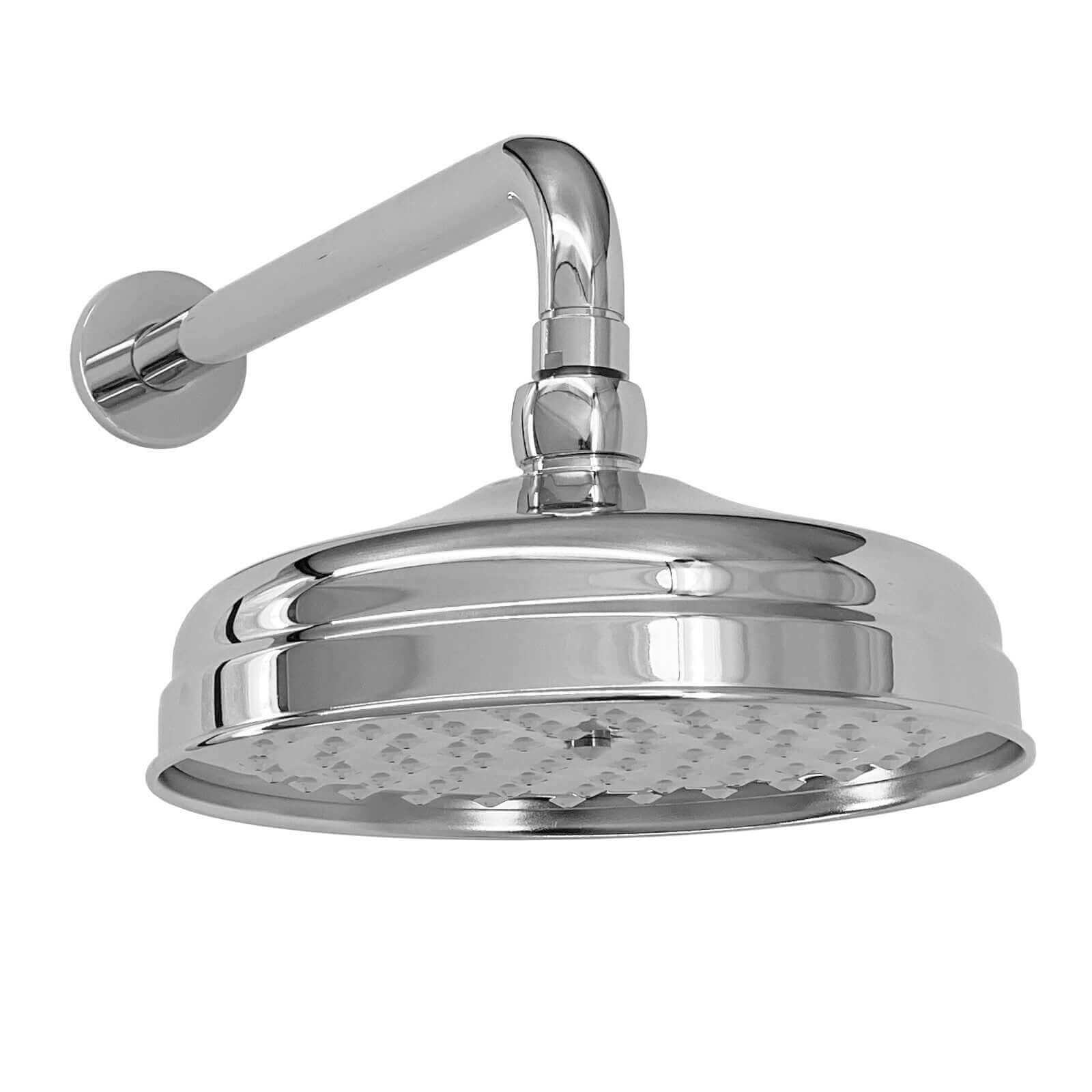 Regent Traditional Crosshead And White Lever Concealed Thermostatic Shower Set Wall Fixed 8" Shower Head - Chrome (1 Outlet)