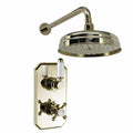 Regent Traditional Crosshead And White Lever Concealed Thermostatic Shower Set Wall Fixed 8" Shower Head - Gold (1 Outlet)