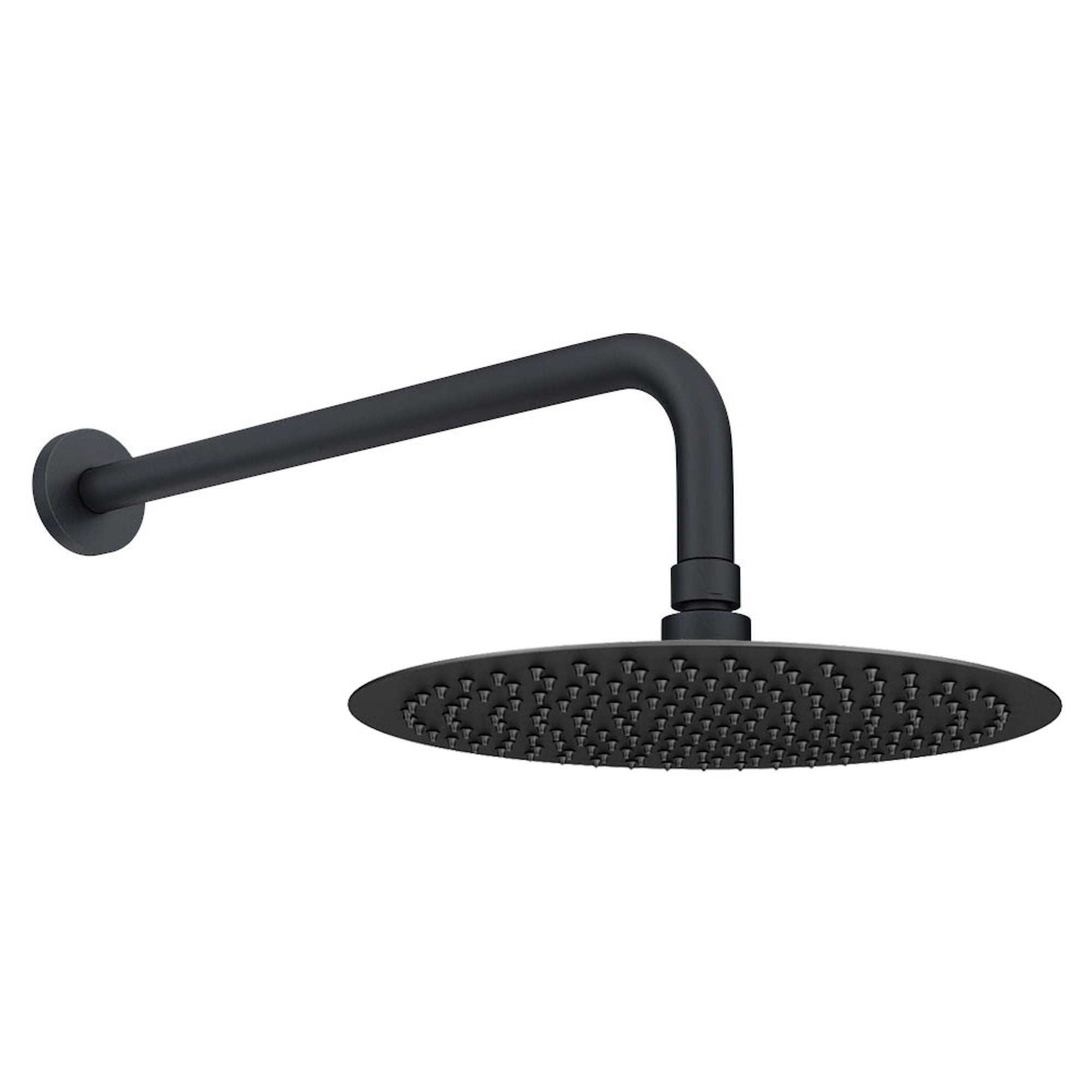 Naples Contemporary Round Concealed Thermostatic Shower Set Incl. Twin Valve, Wall Fixed 8" Shower Head, Handshower Kit - Matt Black (2 Outlet)