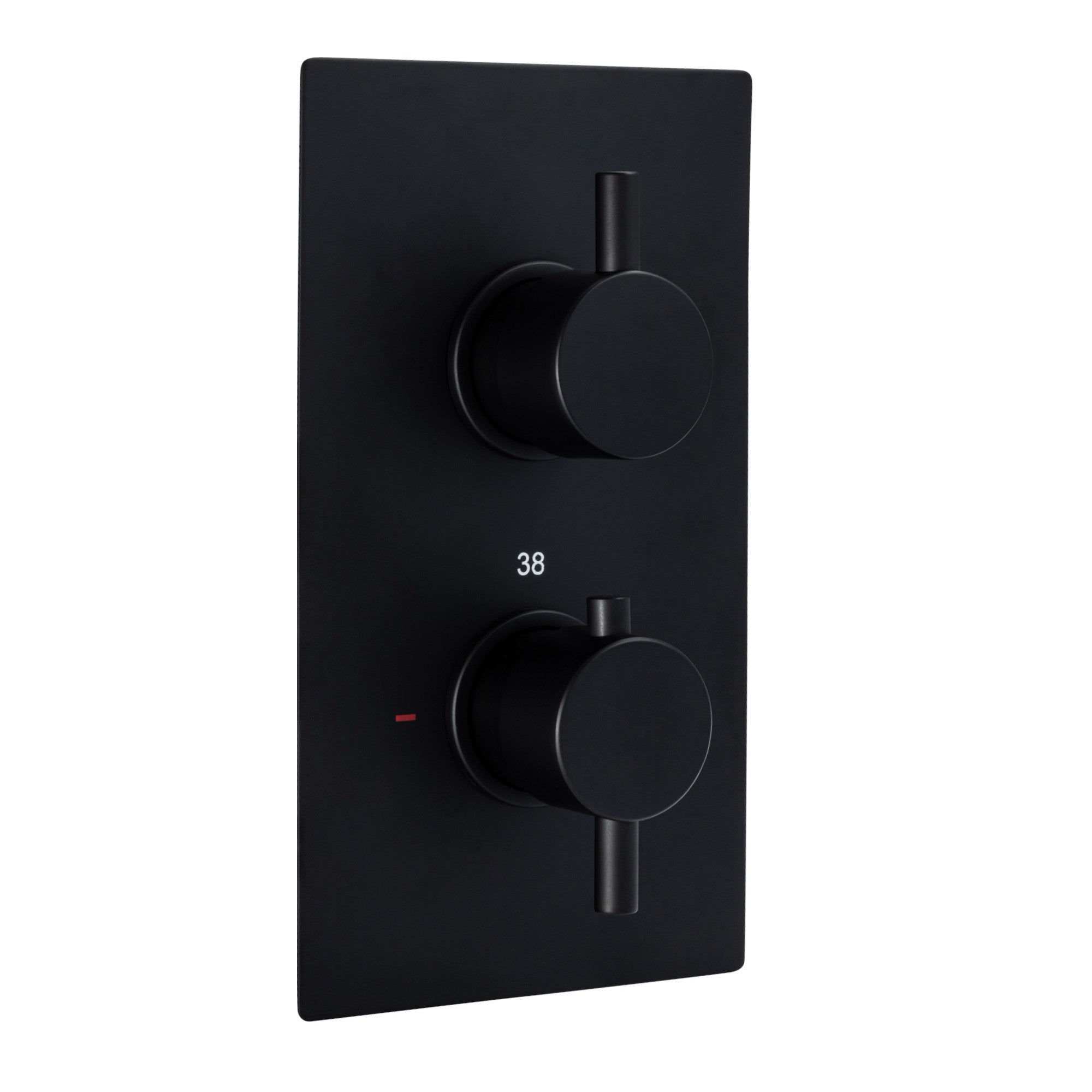 Naples Contemporary Round Concealed Thermostatic Shower Set Incl. Twin Valve, Wall Fixed 8" Shower Head, Handshower Kit - Matt Black (2 Outlet)