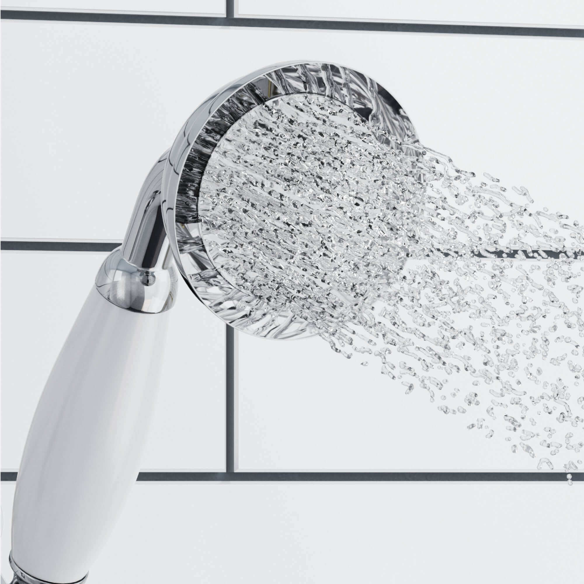 Regent Traditional Crosshead And White Lever Concealed Thermostatic Shower Set Incl. Twin Valve, Wall Fixed 8" Shower Head, Handshower Kit - Chrome (2 Outlet)