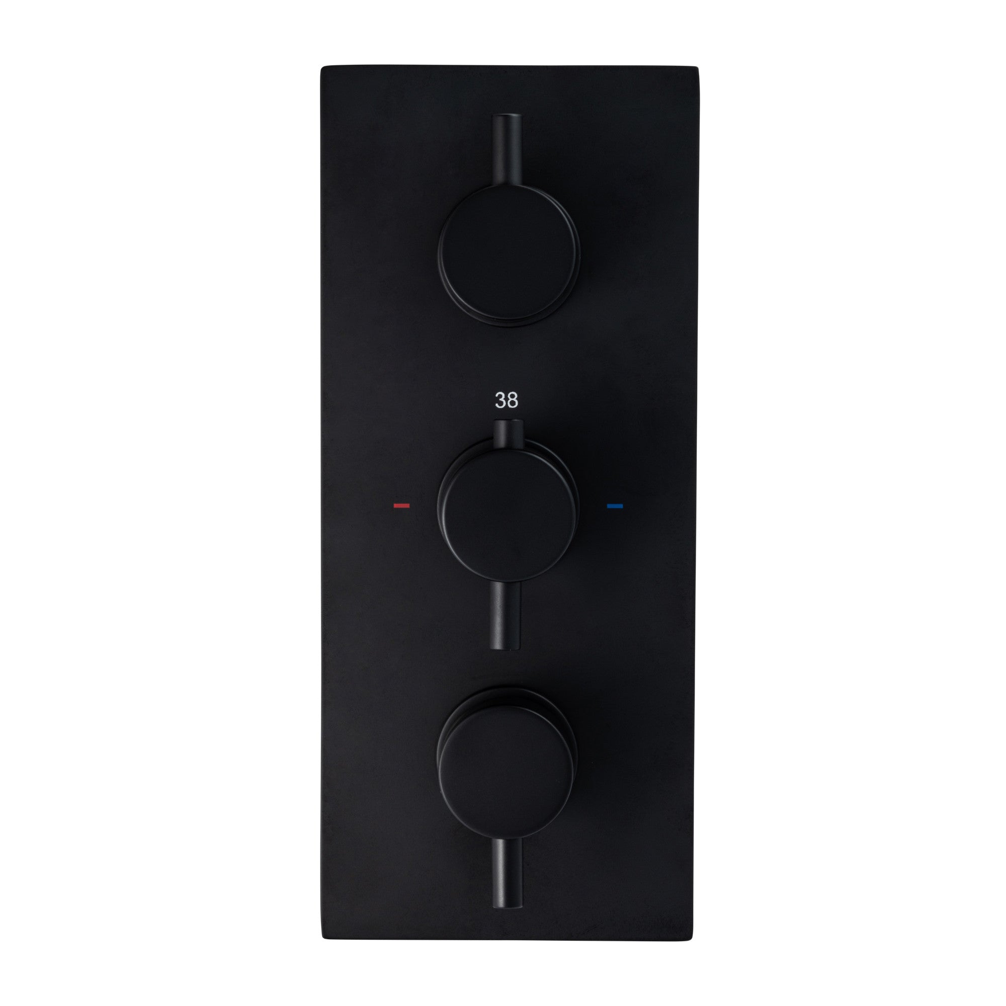 Naples Contemporary Round Concealed Thermostatic Shower Set Incl. Triple Diverter Valve, Wall Fixed 8" Shower Head, Handshower Kit, Bath Filler Waste with Overflow - Matt Black (3 Outlet)