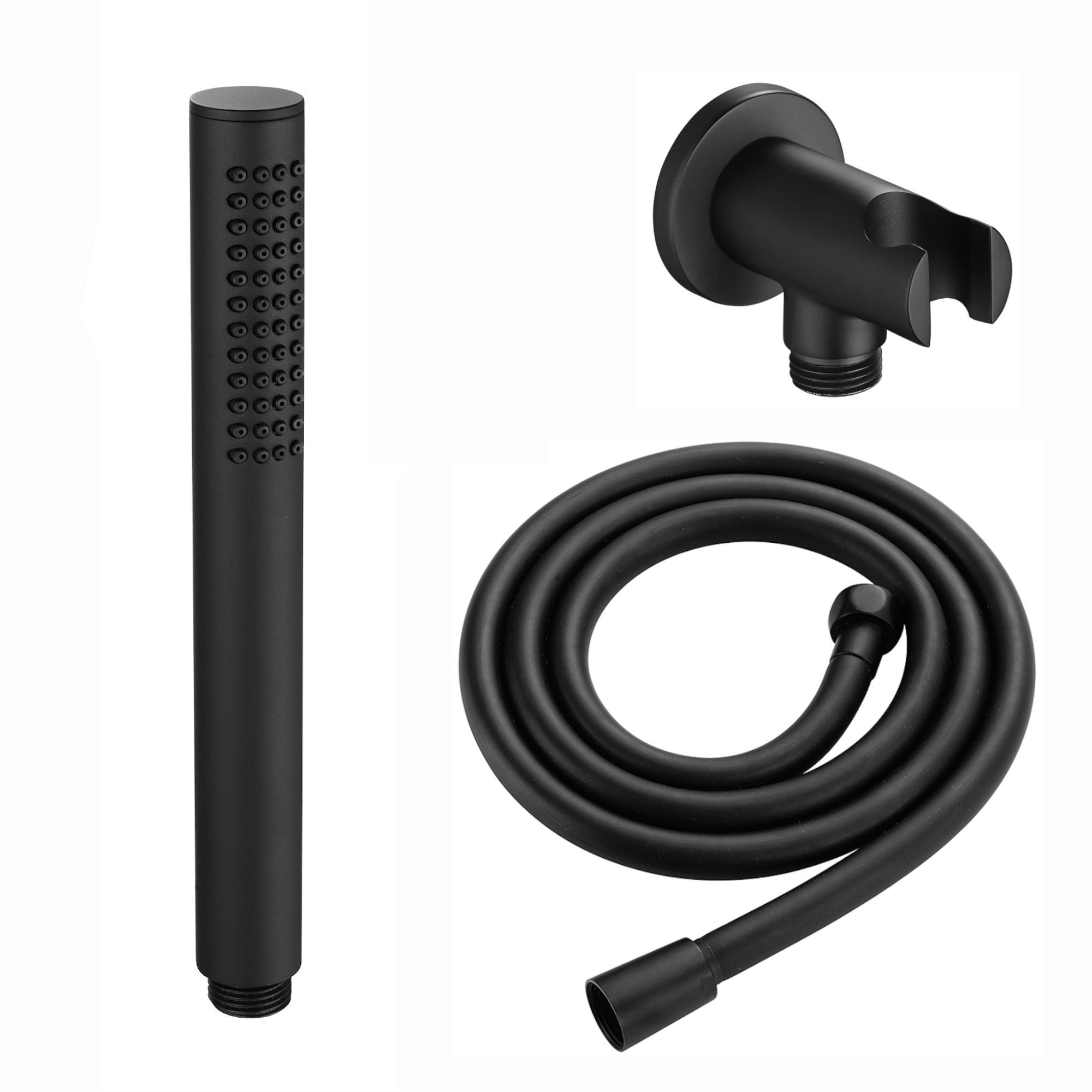 Naples Contemporary Round Concealed Thermostatic Shower Set Incl. Triple Diverter Valve, Wall Fixed 8" Shower Head, Handshower Kit, Bath Filler Waste with Overflow - Matt Black (3 Outlet)