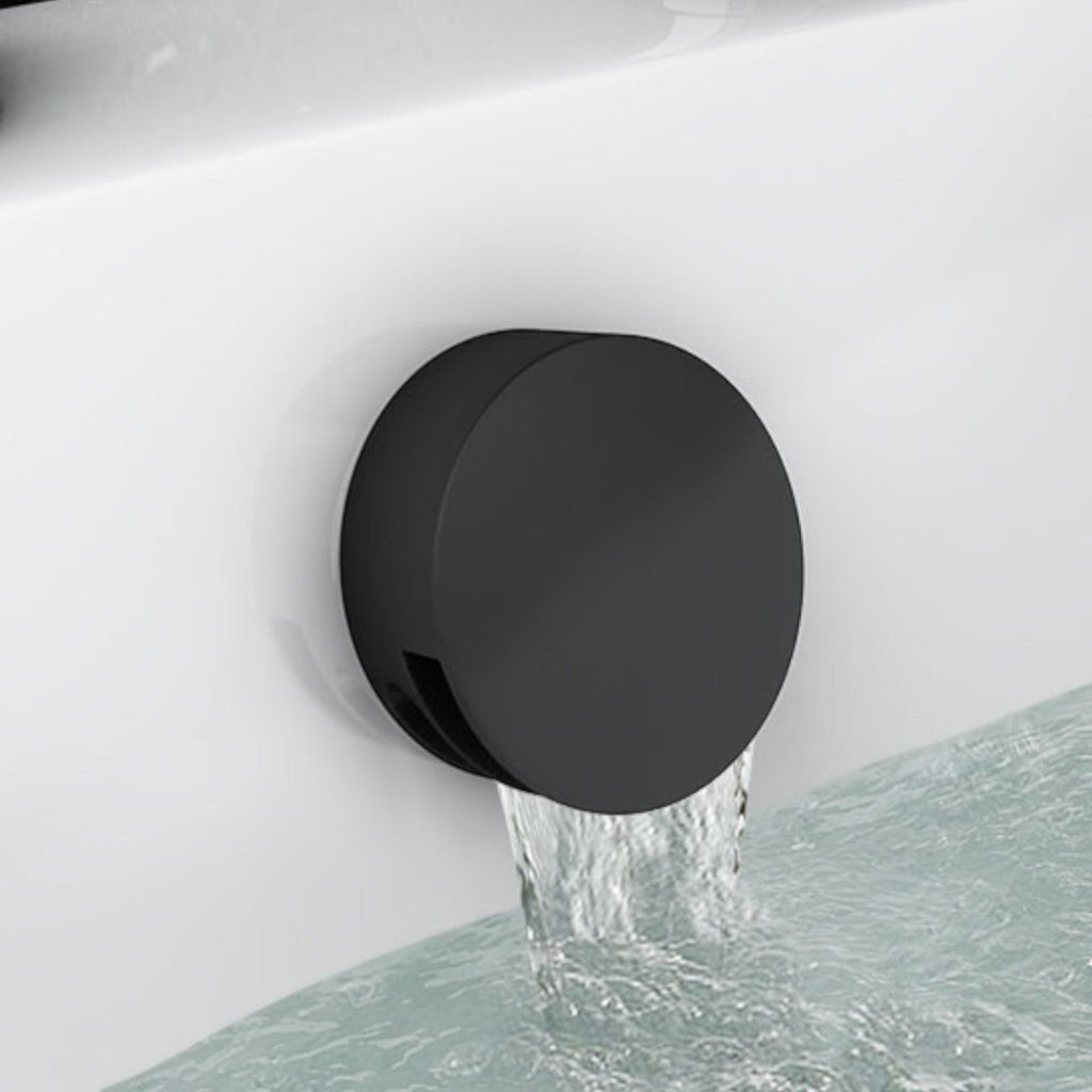 Naples Contemporary Round Concealed Thermostatic Shower Set Incl. Triple Diverter Valve, Wall Fixed 8" Shower Head, Handshower Kit, Bath Filler Waste with Overflow - Matt Black (3 Outlet)