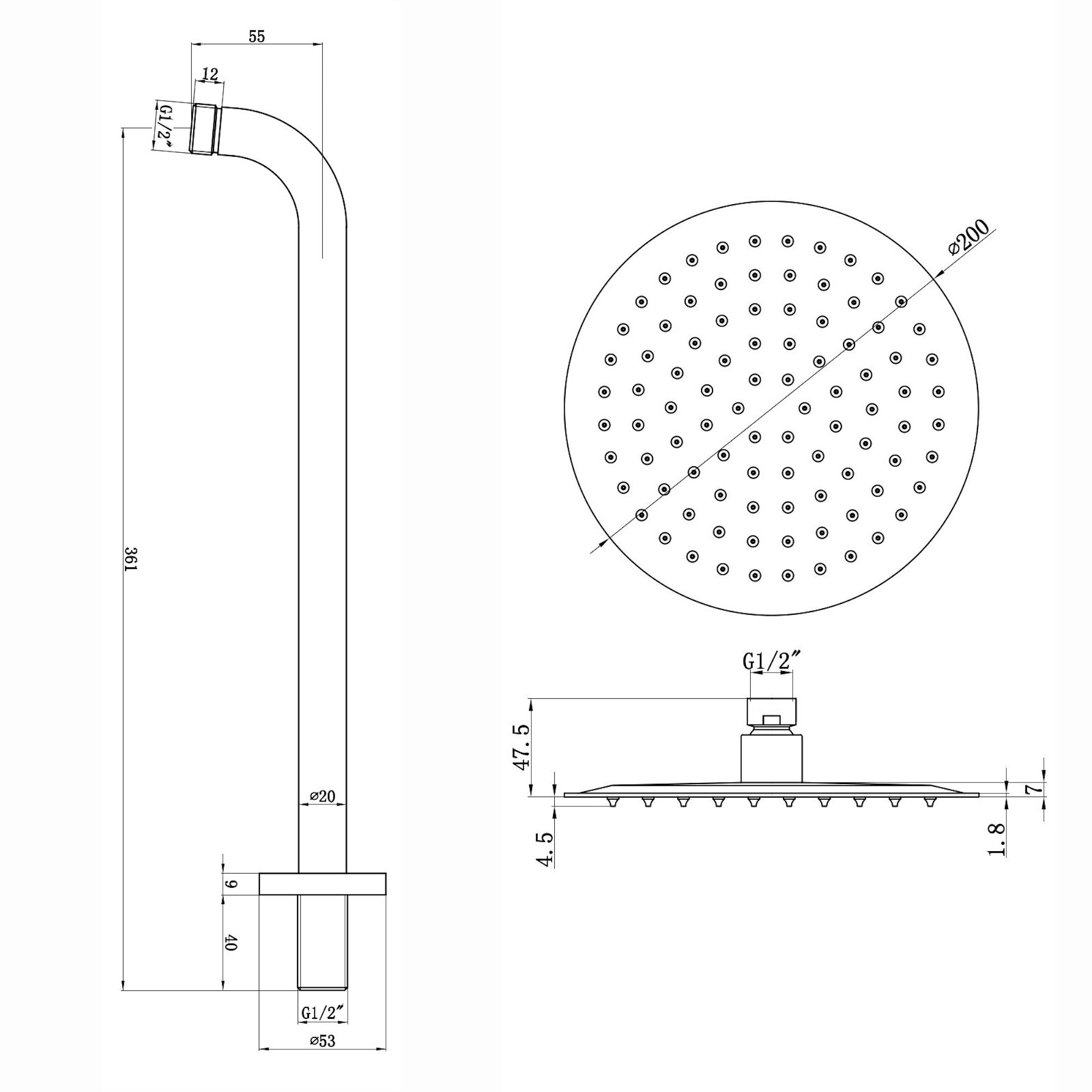 Naples Contemporary Round Concealed Thermostatic Shower Set Incl. Triple Diverter Valve, Wall Fixed 8" Shower Head, Handshower Kit, Bath Filler Waste with Overflow - Matt Black (3 Outlet)