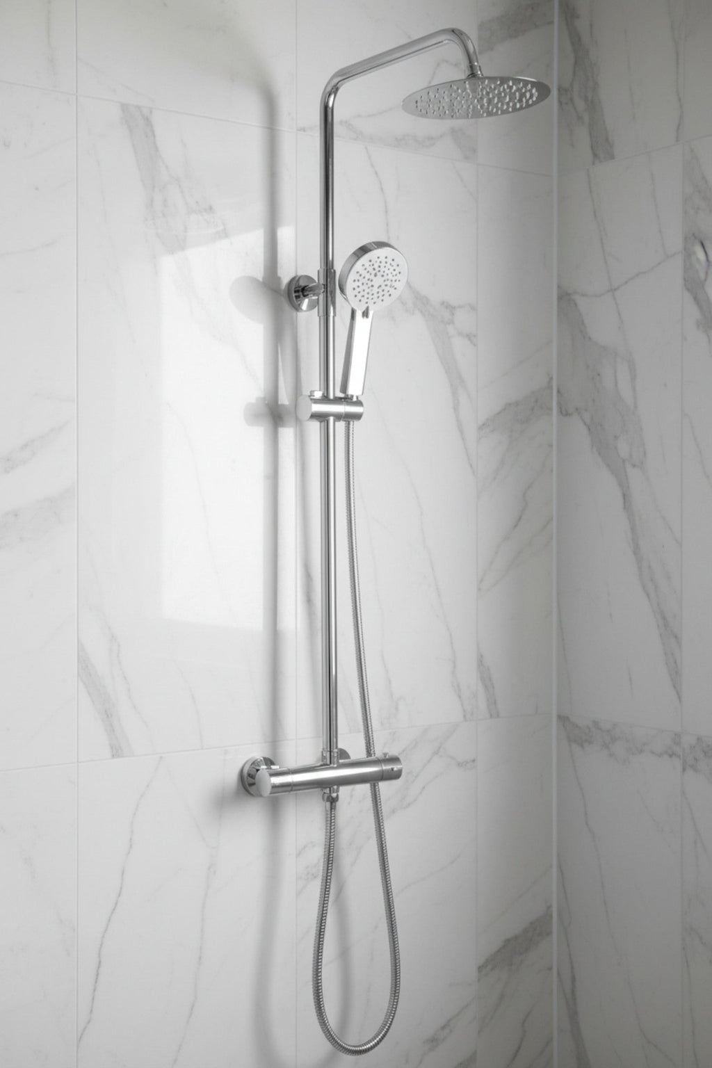 Dune round thermostatic shower set 200mm head & handheld - chrome
