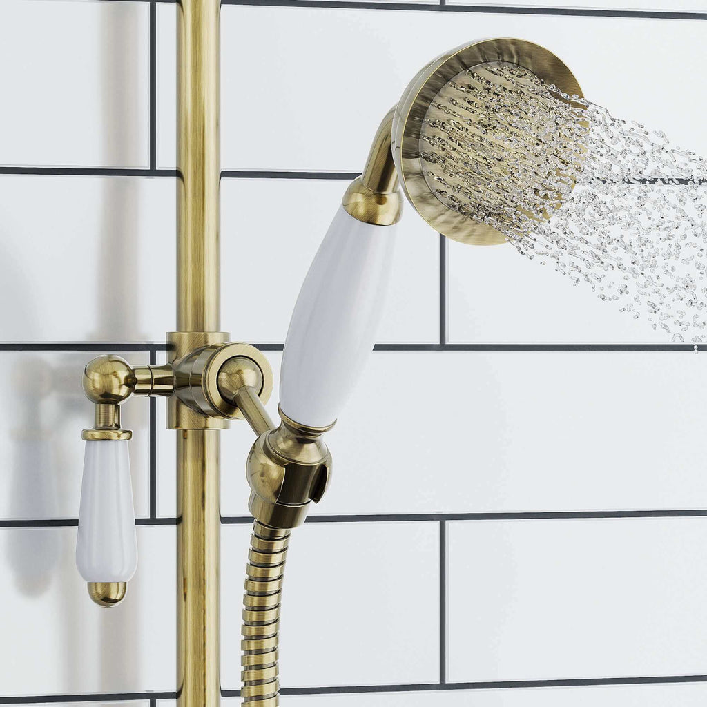 Gallant traditional thermostatic shower bar mixer valve with slider rail shower kit - antique brass