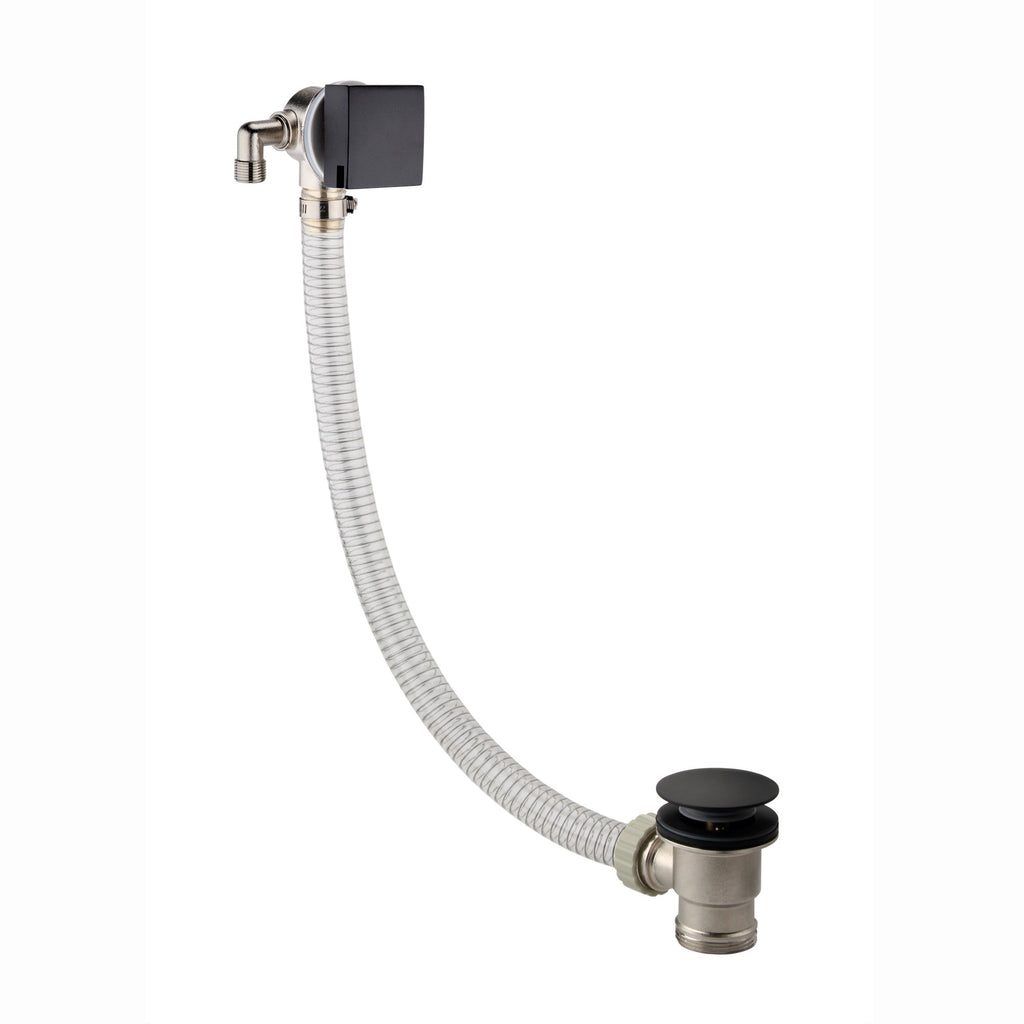 Spello Square Thermostatic Concealed Shower Set with Bath Filler, Wall Overhead Shower, Handset Kit - Black