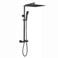Enzo square thermostatic shower set two outlet with ultra slim 400mm shower head and handheld - matt black