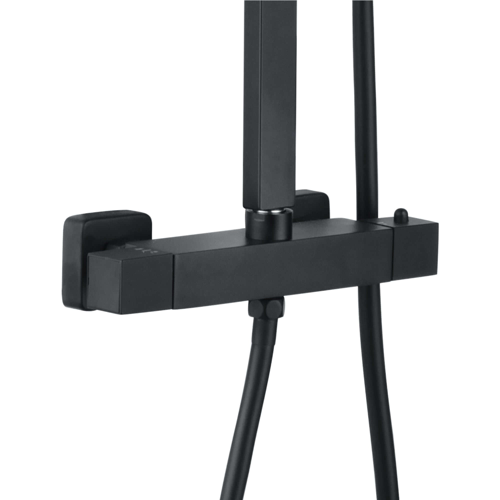 Enzo square thermostatic shower set two outlet with ultra slim 400mm shower head and handheld - matt black