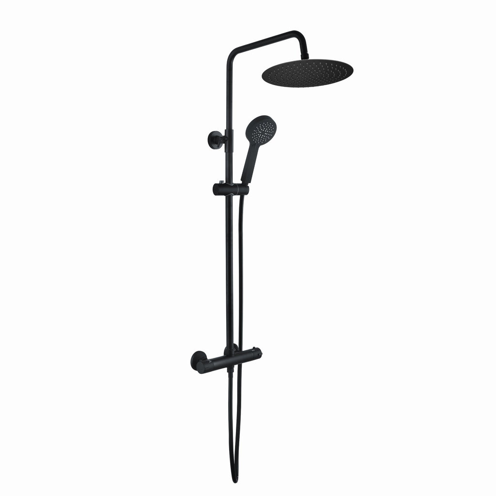 Dune round thermostatic shower set 300mm head & handheld - matt black